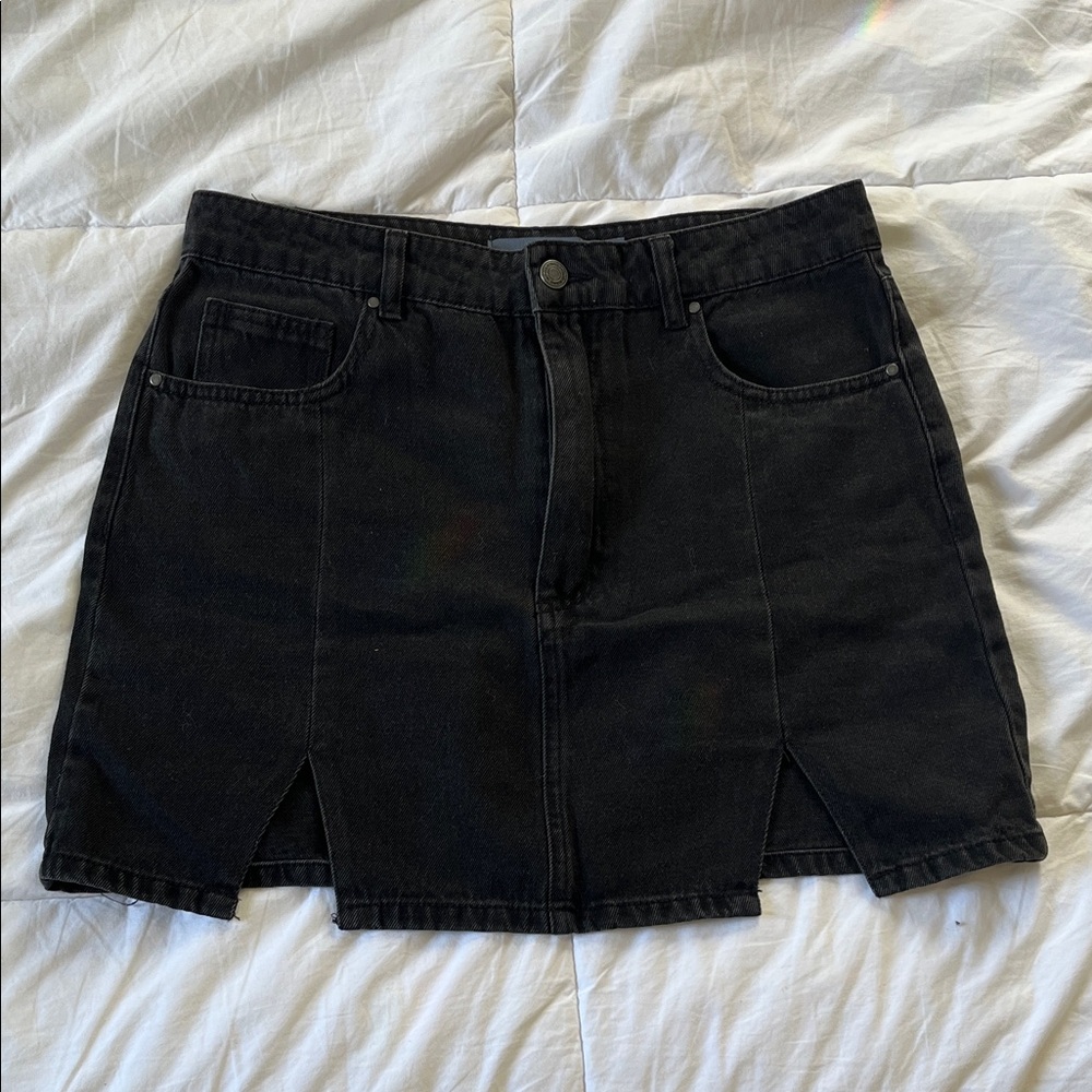 Classic Black Denim Skirt